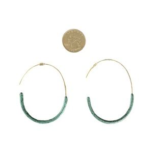 Anthropologie turquoise & gold open style hoop earrings.
